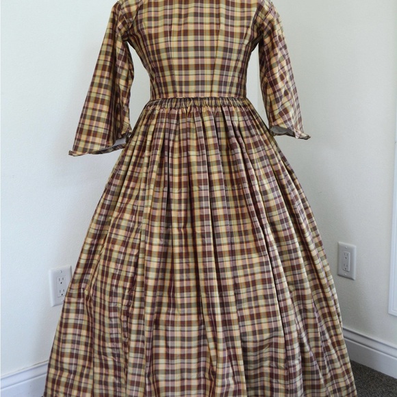Plaid Silk Civil War 1850’s-1860’s Girls Dress - Picture 2 of 10